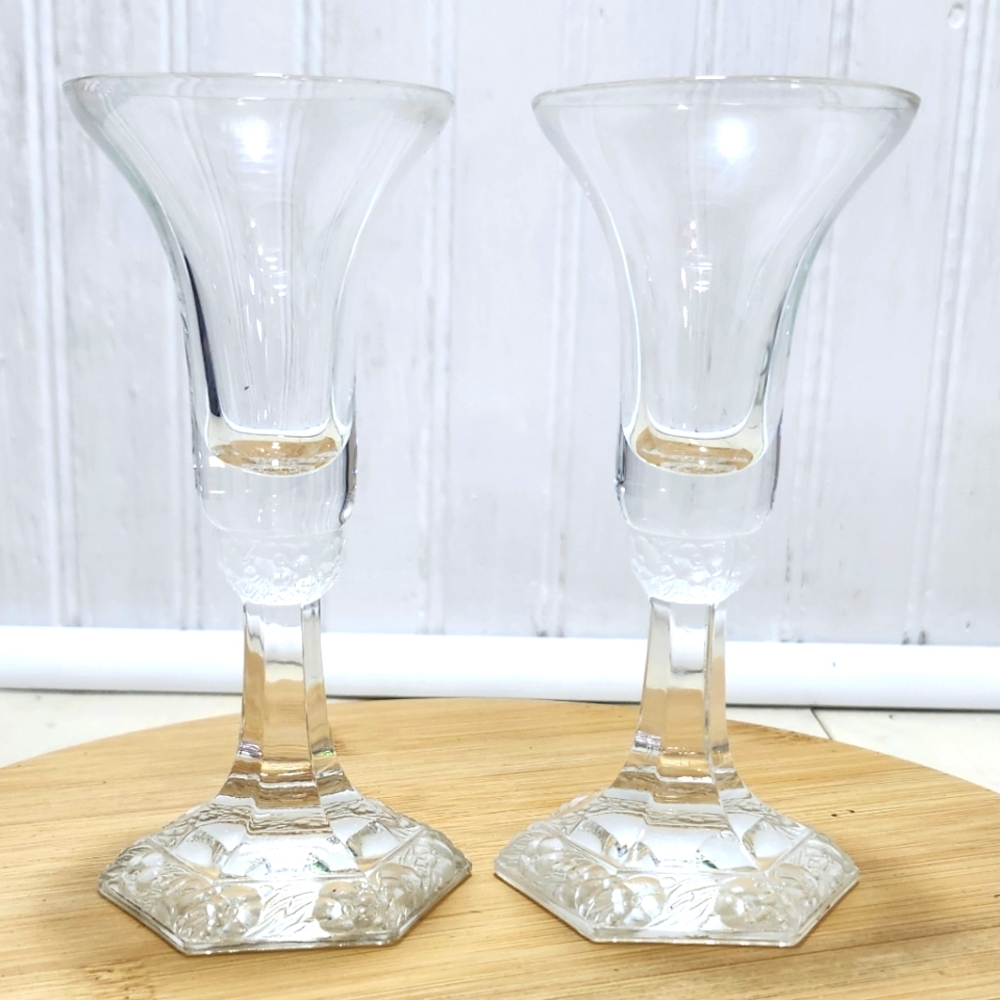 VTG Rosenthal Crystal Germany Classic Rose MARIA Candleโ Taper Set of 2 Holders